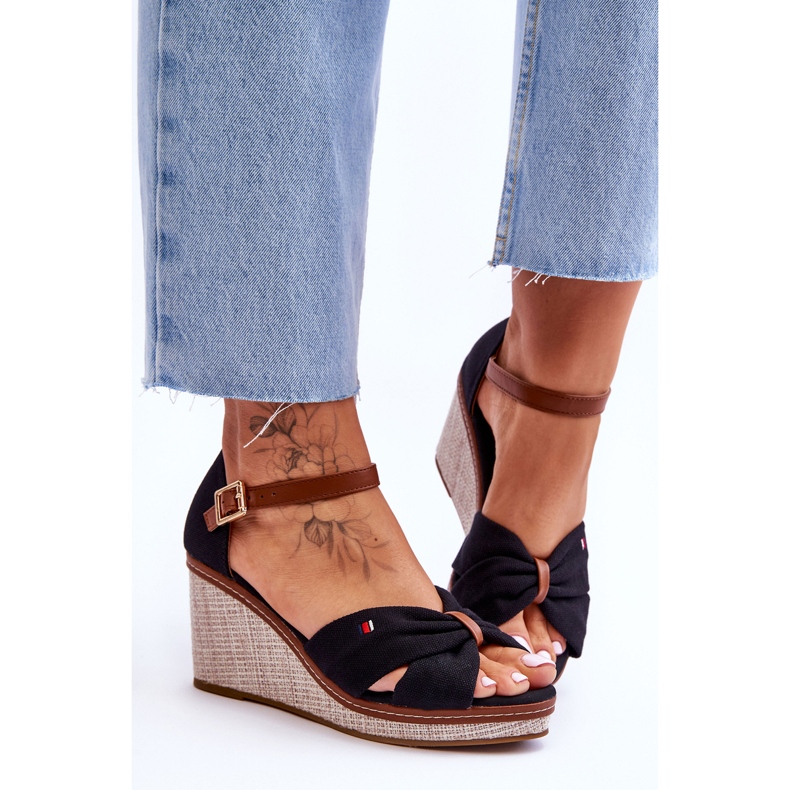 PS1 Sandalias Mujer Con Cuña Trenzada Negra Judith negro 1