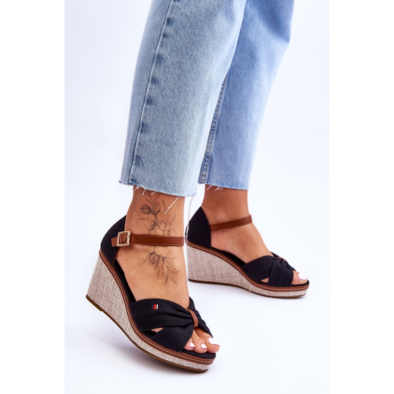 PS1 Sandalias Mujer Con Cuña Trenzada Negra Judith negro 2