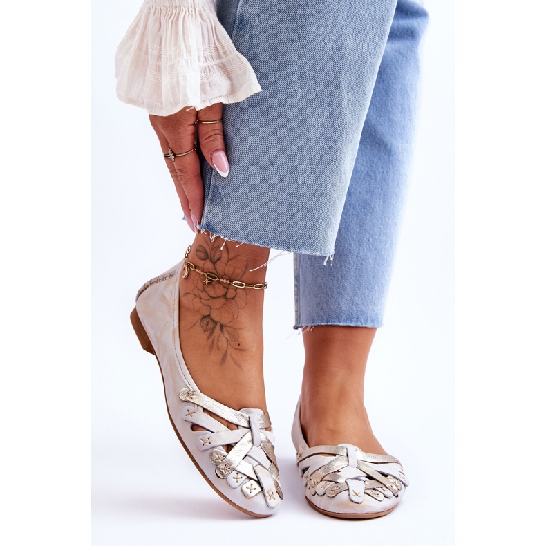 Bailarinas Mujer Piel Maciejka 01358-22 Beige-Oro 1