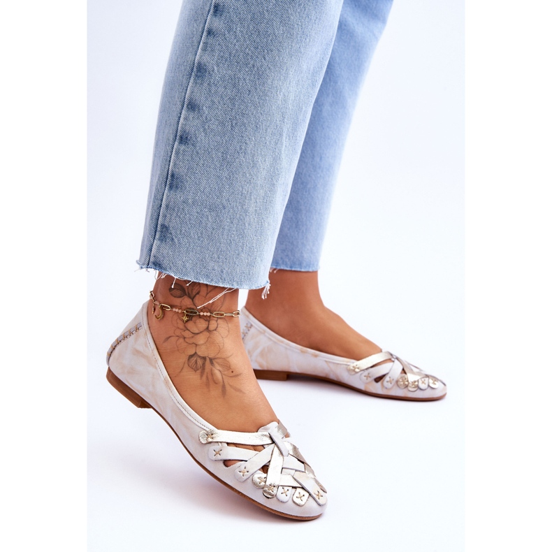 Bailarinas Mujer Piel Maciejka 01358-22 Beige-Oro 2