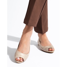Bailarinas de mujer con puntera abierta Shelovet beige y dorado 1