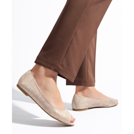 Bailarinas de mujer con puntera abierta Shelovet beige y dorado 2