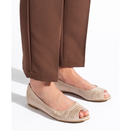Bailarinas de mujer con puntera abierta Shelovet beige y dorado 3