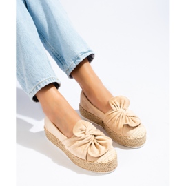 Alpargatas de ante en plataforma con lazo Shelovet beige 2