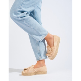 Alpargatas de ante en plataforma con lazo Shelovet beige 3