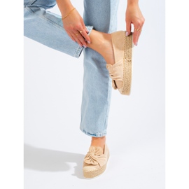 Alpargatas de ante en plataforma con lazo Shelovet beige 4