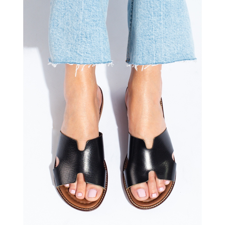 W. Potocki Babuchas de mujer en piel negra de Potocki negro 1 W. Potocki Babuchas de mujer en piel negra de Potocki negro 1