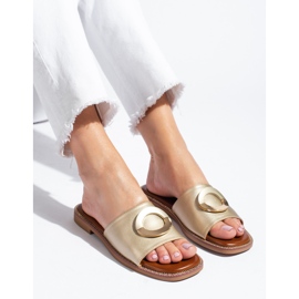Babuchas de mujer Shelovet elegantes doradas dorado 3