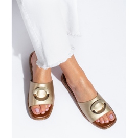 Babuchas de mujer Shelovet elegantes doradas dorado 2