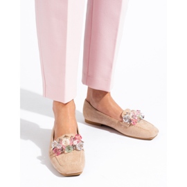 Mocasines Shelovet de ante beige con piedras 3