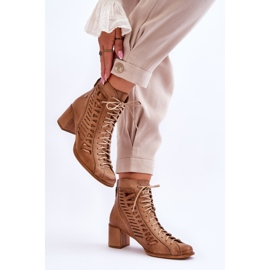 Botas de cuero caladas Maciejka 05508-10 Beige oscuro 3