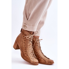 Botas de cuero caladas Maciejka 05508-10 Beige oscuro 6
