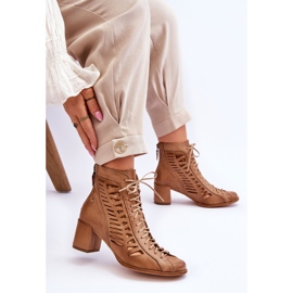 Botas de cuero caladas Maciejka 05508-10 Beige oscuro 5