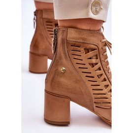 Botas de cuero caladas Maciejka 05508-10 Beige oscuro 4