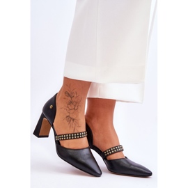 Zapatos De Salón De Cuero Con Cinturón Maciejka 05950-01 Negro 6
