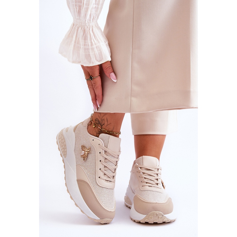 PS1 Deportivas Brillantes Con Adorno Séneca Beige 1