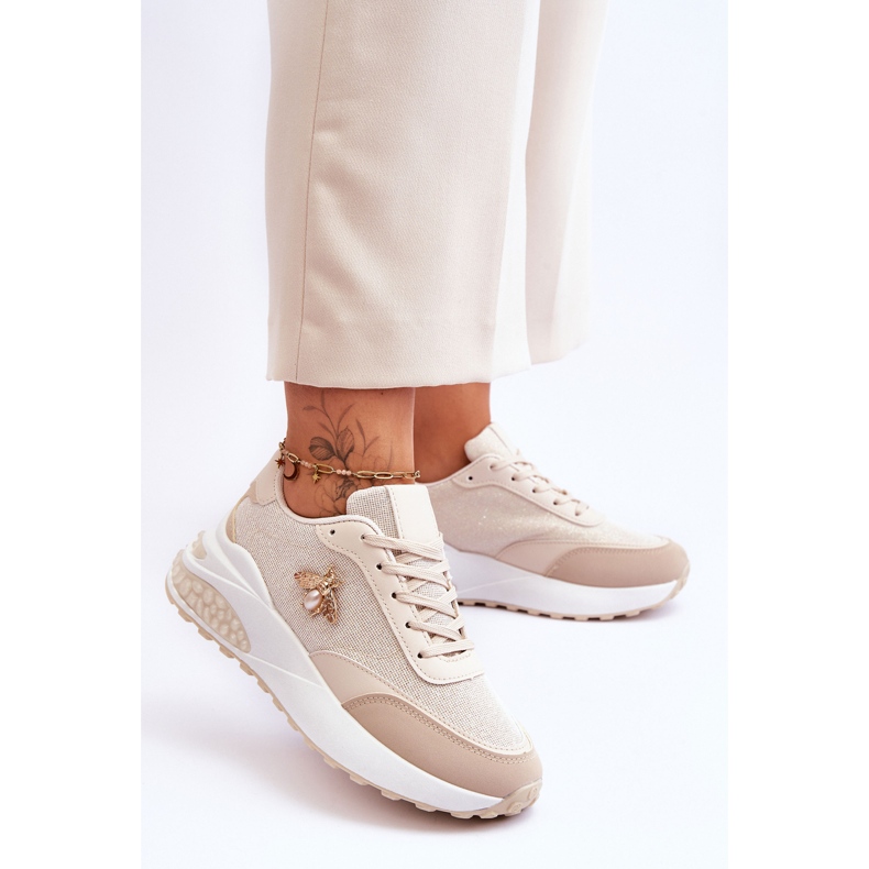 PS1 Deportivas Brillantes Con Adorno Séneca Beige 2