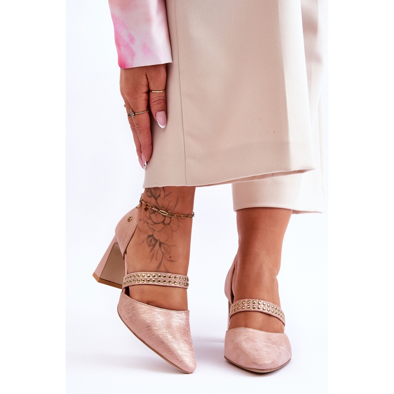 Zapatos De Salón De Cuero Con Cinturón Maciejka 05950-33 Rosa 1