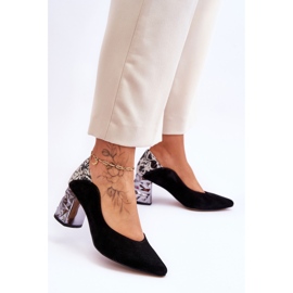Zapatos De Salón De Ante Con Tacón Decorativo Maciejka 05042-43 Negro 2