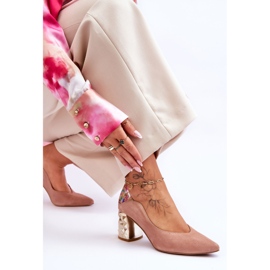 Zapatos De Salón De Ante Con Tacón Decorativo Maciejka 05042-15 Rosa rosado 6