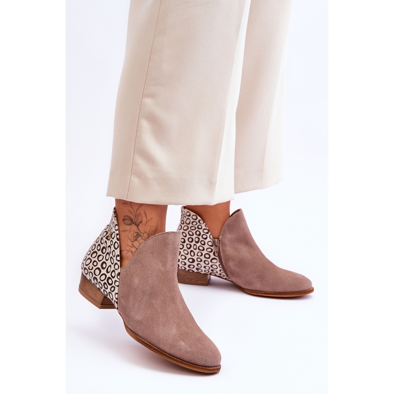 Maciejka Botas De Cuero Con Lunares 04091-55 Beige Oscuro 1