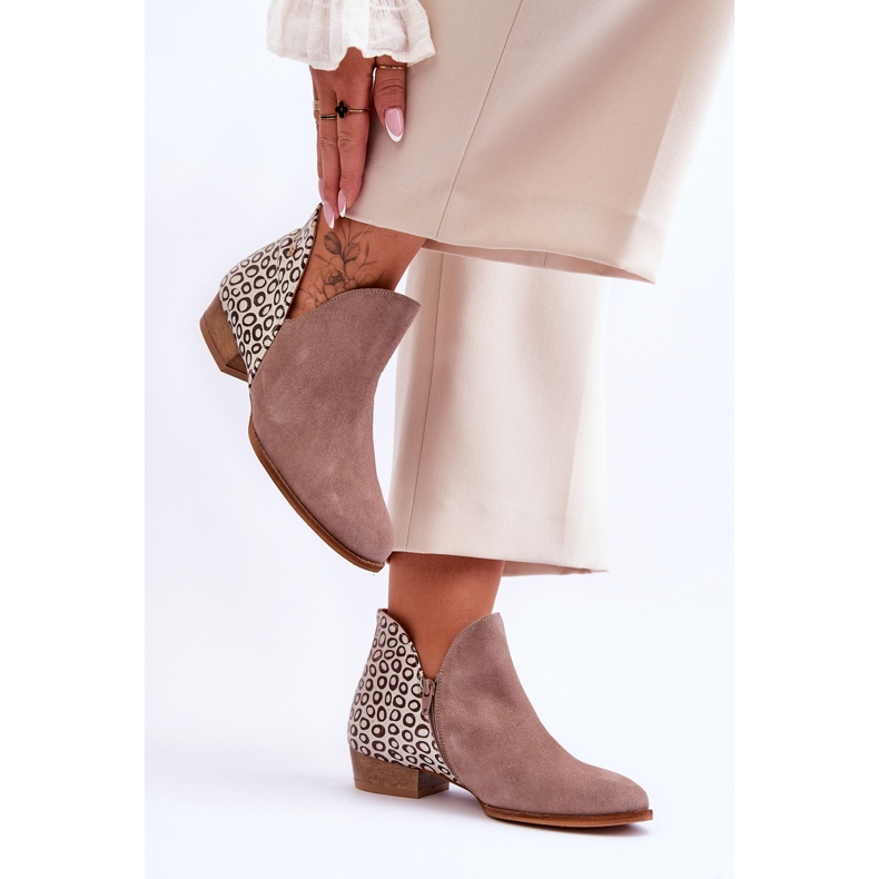 Maciejka Botas De Cuero Con Lunares 04091-55 Beige Oscuro 2