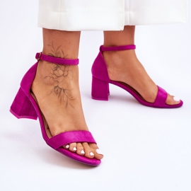 FB1 Sandalias de ante con tacón bajo en morado Quincy violeta 2