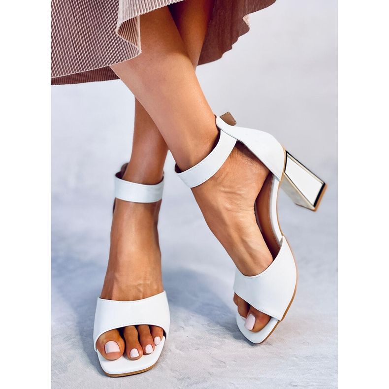 Sandalias tacón geométrico Tamara White blanco 1 Sandalias tacón geométrico Tamara White blanco 1