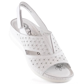 Cómodas sandalias mujer de piel con velcro, blanco eVento 5850 1
