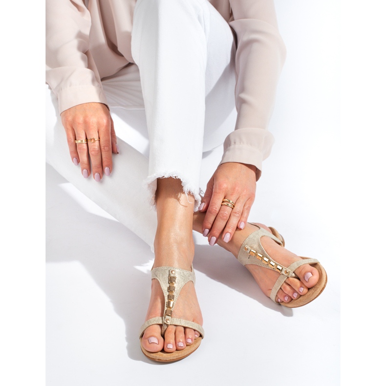 Sandalias planas Shelovet doradas dorado 1