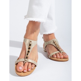 Sandalias planas Shelovet doradas dorado 2