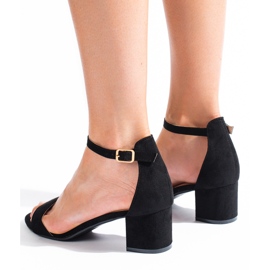 Sandalias de tacón bajo en ante negras de Shelovet negro 3