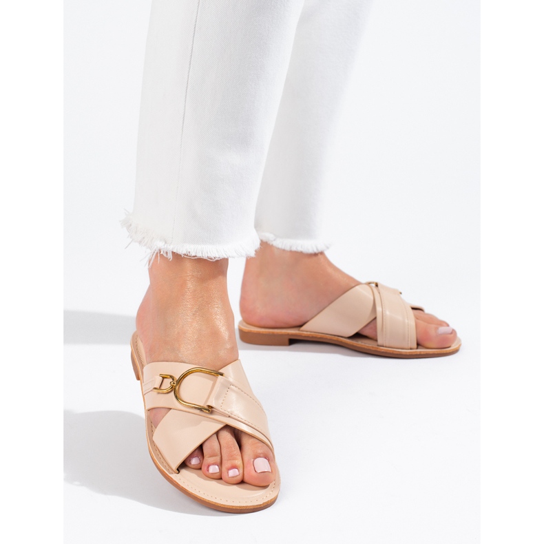 Pantuflas Shelovet beige para mujer 1 Pantuflas Shelovet beige para mujer 1