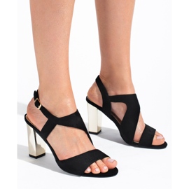 Sandalias de tacón de ante negras de Shelovet negro 1