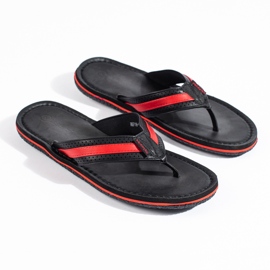 W. Potocki Chanclas negras para hombre fabricadas en piel ecológica Potocki negro 3