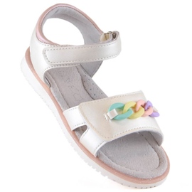 Sandalias velcro con cadena Miss Jr EVE426 beige 1