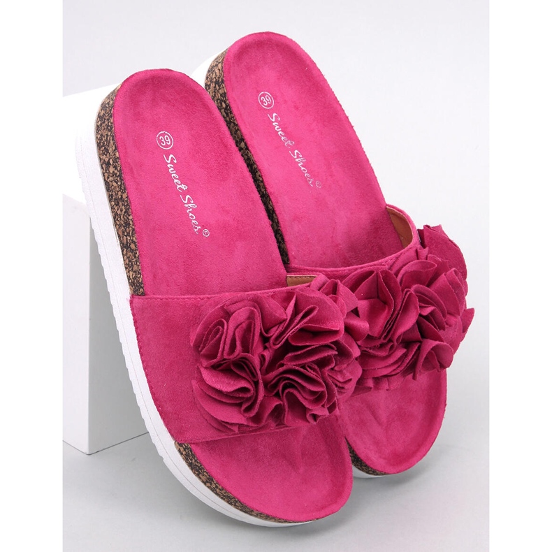 BM Pantuflas Rizzo Flor Melocotón Fucsia rosado 1