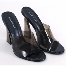 BM Chanclas Seymour Black con tacón transparente negro 1