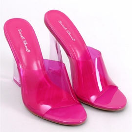 BM Sandalias tacón transparente Seymour Fucsia rosa 1