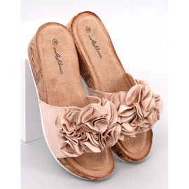 BM Sandalias cuña con flores de Peluso Beige 5