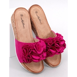 BM Sandalias cuña flores Peluso Fucsia rosado 5