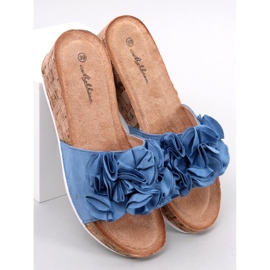 BM Sandalias cuña flores Peluso Azul 5