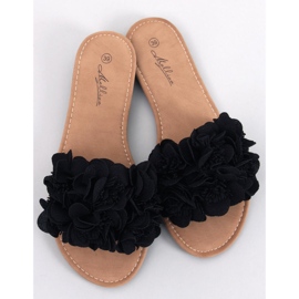 Pantuflas de flores negras Corey negro 1 Pantuflas de flores negras Corey negro 1