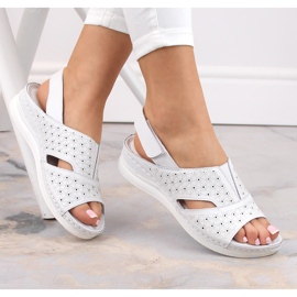 Cómodas sandalias mujer de piel con velcro, blanco eVento 5850 2