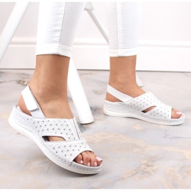 Cómodas sandalias mujer de piel con velcro, blanco eVento 5850 3