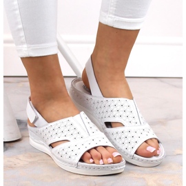 Cómodas sandalias mujer de piel con velcro, blanco eVento 5850 4
