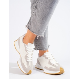 TRENDI Zapatos deportivos casuales en la plataforma beige blanco 2
