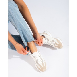 TRENDI Zapatos deportivos casuales en la plataforma beige blanco gris 3
