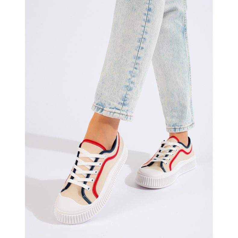 Shelovet sneakers mujer plataforma baja beige 1