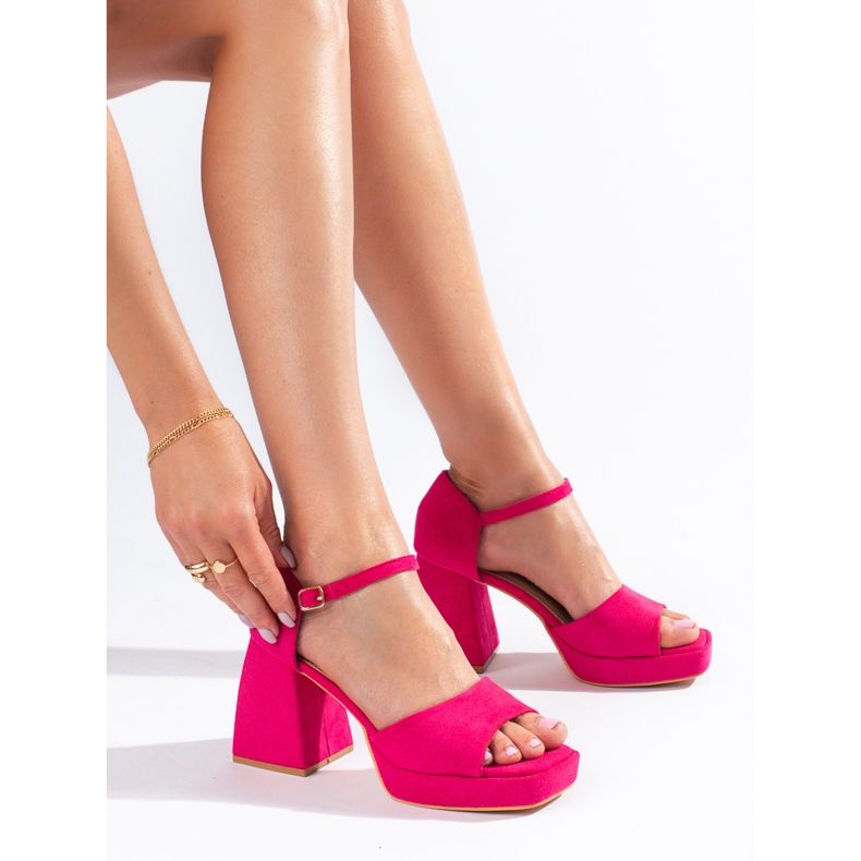 Sandalias tacón Vinceza ante rosa 1